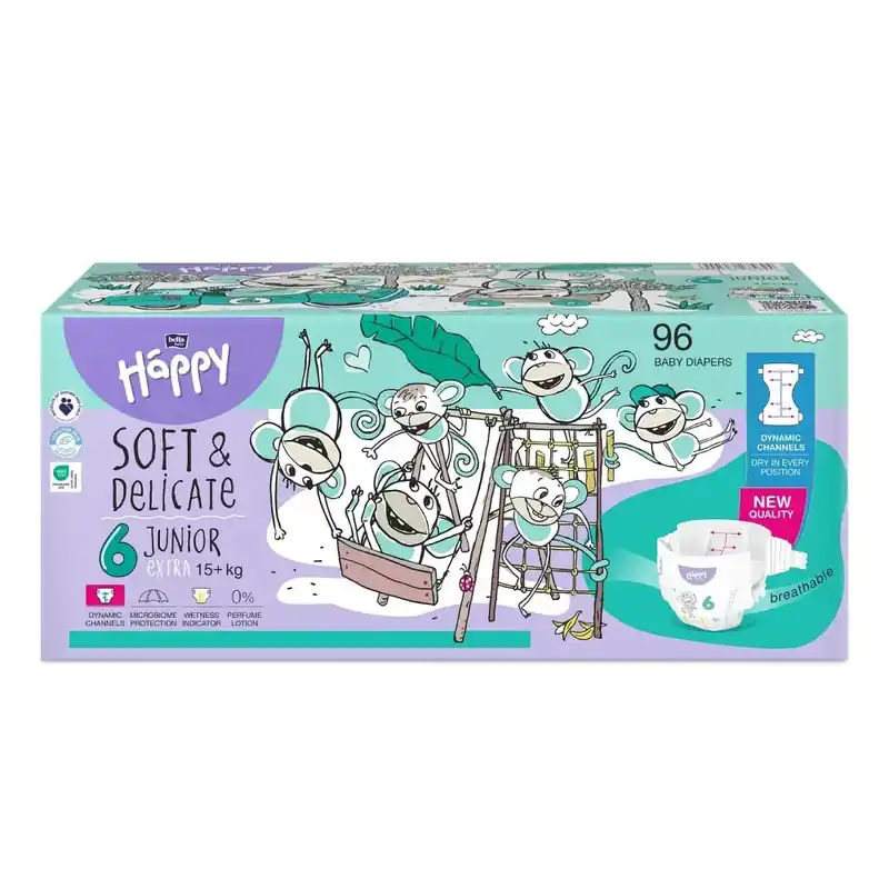 Begrenztes Angebot Bella Happy Soft & Delicate Windel BOX - JUNIOR EXTRA Gr. 6 (15+ kg) - 96 Stück