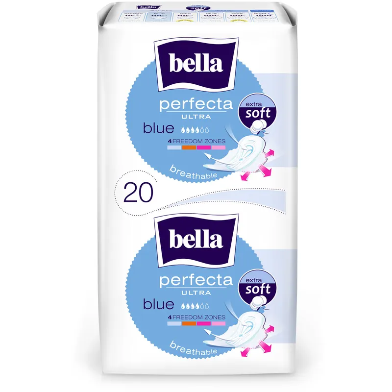 Kracherpreis Bella Perfecta Ultra Binden BLUE mit Flügel - extra Soft - 20 Stück