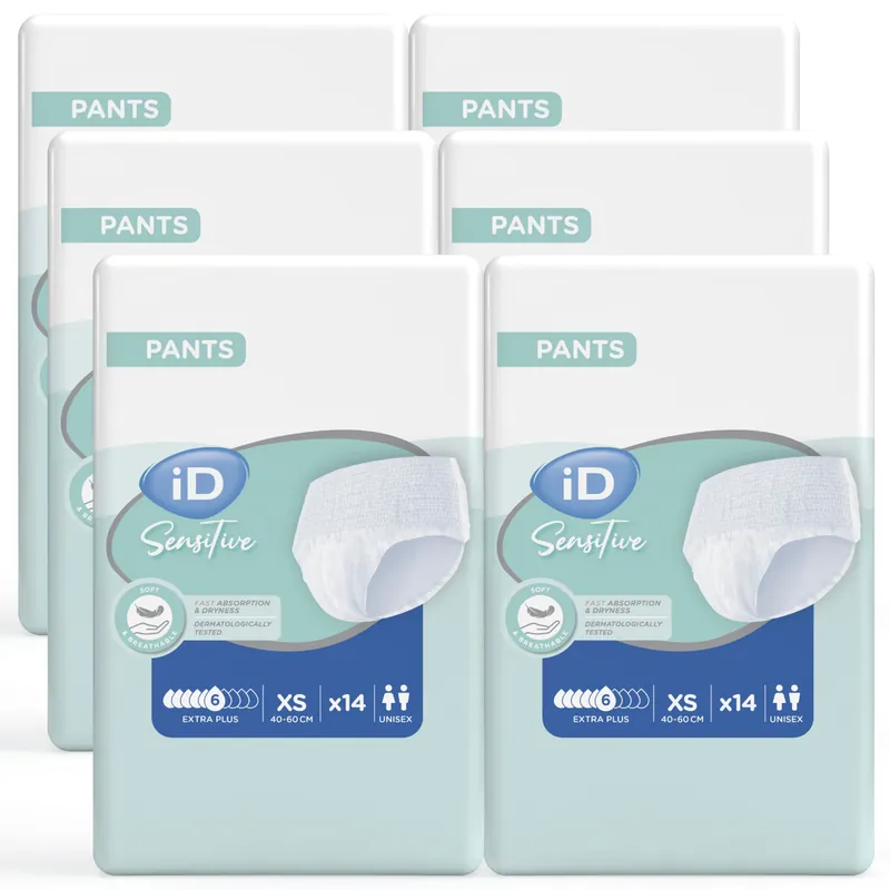 iD Pants Sensitive Extra PLUS - Inkontinenz-Pants - Gr. X-Small (XS) - 6x14 St. Karton Direkt Vom Hersteller