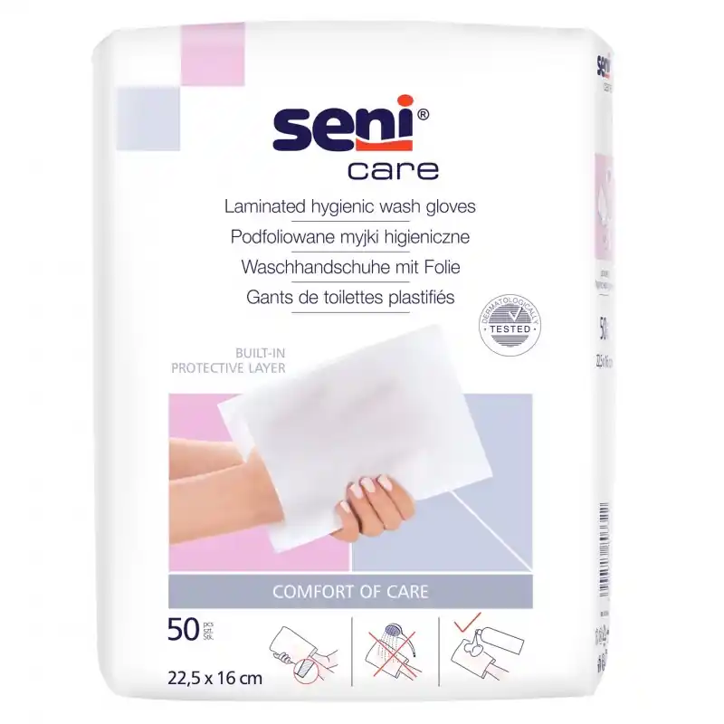 Direktkauf SENI CARE - Waschhandschuhe Soft 50 Stück - mit Folie