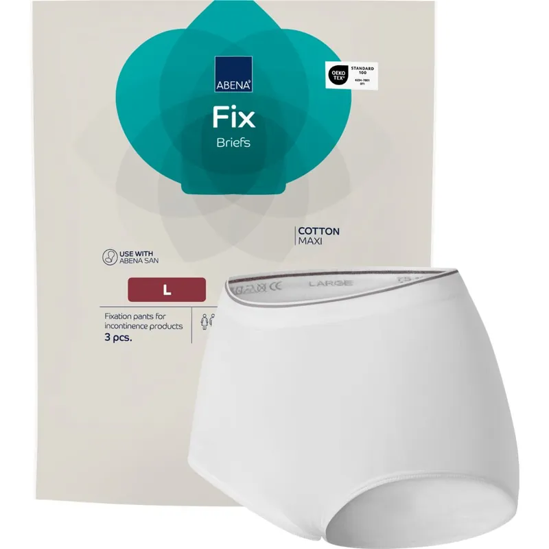 ABENA Fix Briefs Cotton Maxi - Baumwoll Fixierhose OHNE Bein | 3er Pack - Gr. - L Solange Der Vorrat Reicht