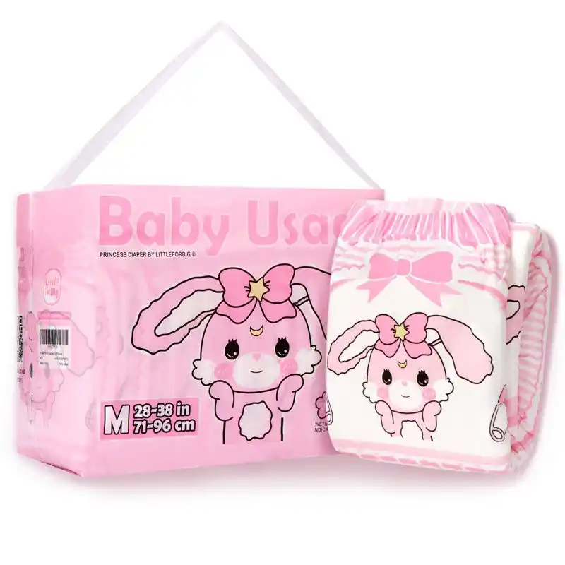 Little for Big - Baby Usagi - rosa Häschen-Windeln für Erwachsene | Medium (M) Super-Preis