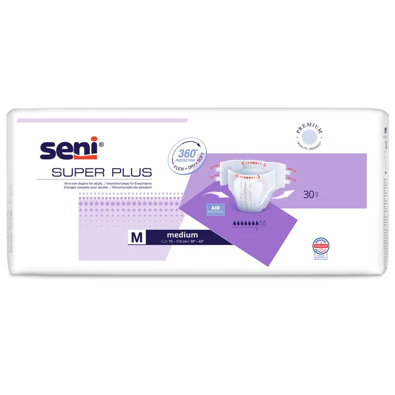 SENI Super PLUS - Inkontinenzwindeln - 30 Stück Pack - Medium (M) Direktkauf