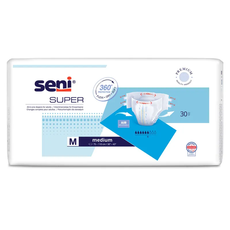 SENI Super - Inkontinenzwindeln - 30 Stück Pack - Medium (M) Billig