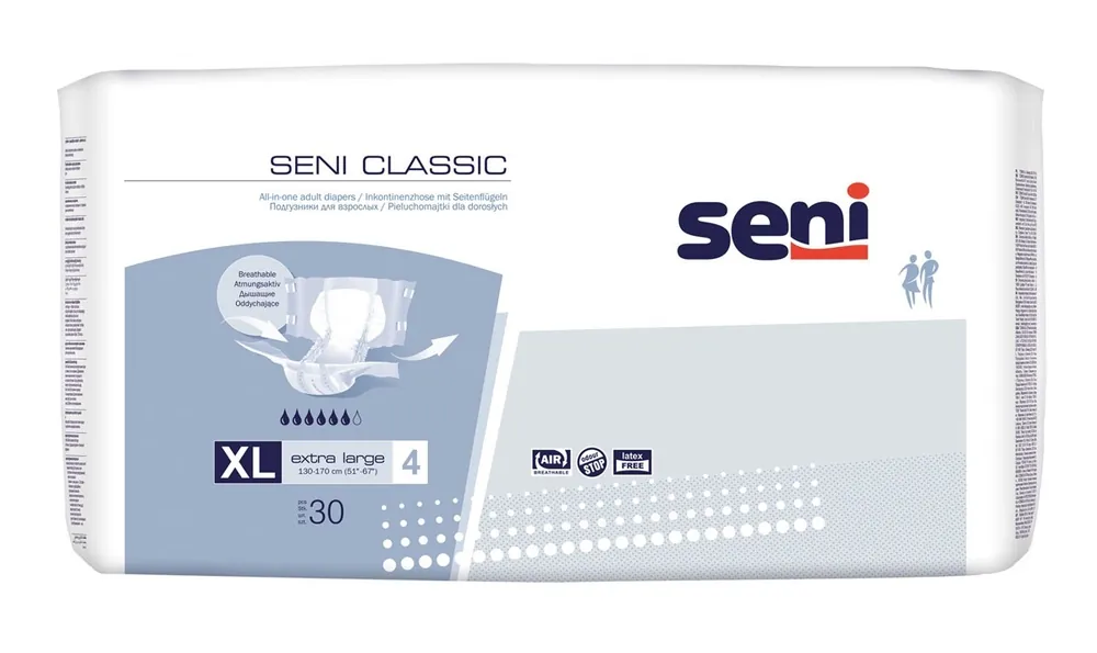 Echt SENI CLASSIC - Gr. 4 Extra Large - Windelhosen für den Tag, 30 Stück Packung