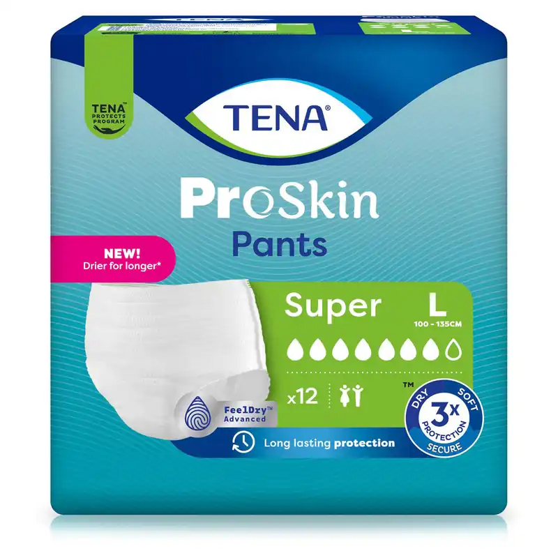 TENA ProSkin Pants SUPER - saugstark - Large (L) - 12 Stück Packung Preiswert