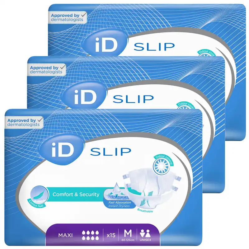 iD Slip MAXI - Inkontinenzwindeln - Gr. Medium (M) - 3x15 St. Karton Sichere Zahlung