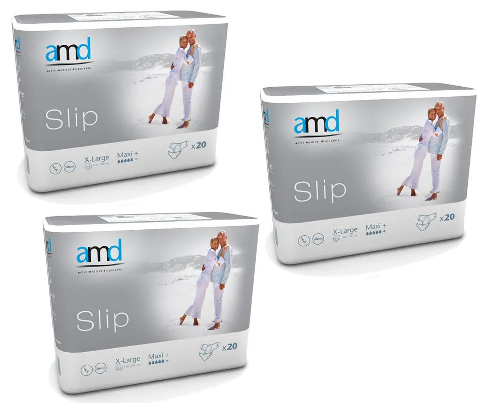 AMD SLIP - (MAXI PLUS) - Inkontinenzwindeln - Gr. X-Large (XL) - 3x20 St. Karton Schnäppchen