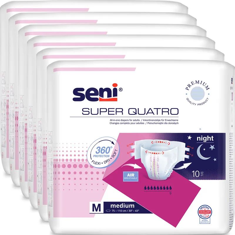 Must-Have SENI Super QUATRO - Inkontinenzwindeln - Gr. 2 MEDIUM (6x10 St.)