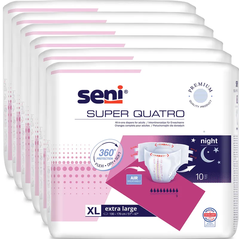 Sonderaktion SENI Super QUATRO - Inkontinenzwindeln - Gr. 4 Extra LARGE (6x10 St.)