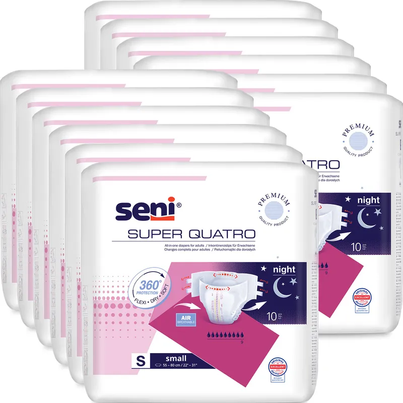 SENI Super QUATRO - Inkontinenzwindeln - Gr. 1 SMALL (12x10 St.) Top-Seller