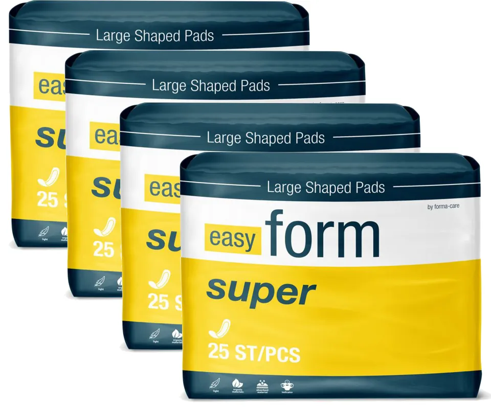 Solange Der Vorrat Reicht Easy Form SUPER - anatomische Inkontinenzvorlagen - 4x25 (100) St. Karton