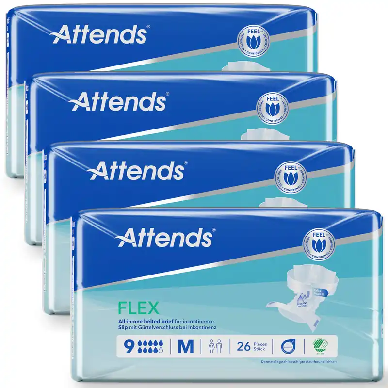 Solange Der Vorrat Reicht ATTENDS Flex 9 - Vorlage mit Hüftbund, Medium (M), 104 Stück