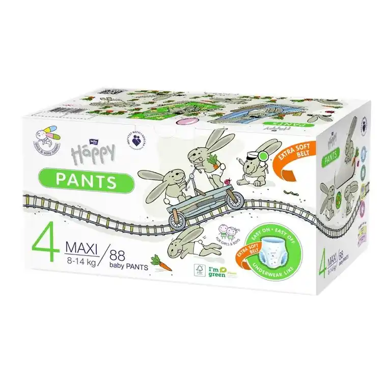 Bella Happy PANTS - Gr. 4 Maxi 8-14kg - 88 Stück Öko-Box Markenware