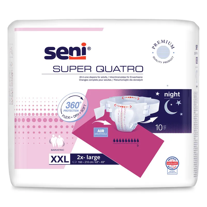 SENI Super QUATRO - Inkontinenzwindeln - Gr. 5 XXL (10 St Einzelpack) Kracherpreis