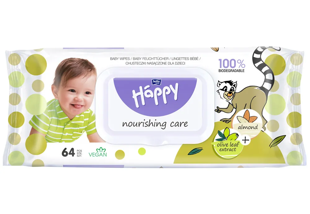 Bella Happy Feuchttücher - Mandel & Olive mit Klickverschluss - 64 Stück Pack Bestpreis