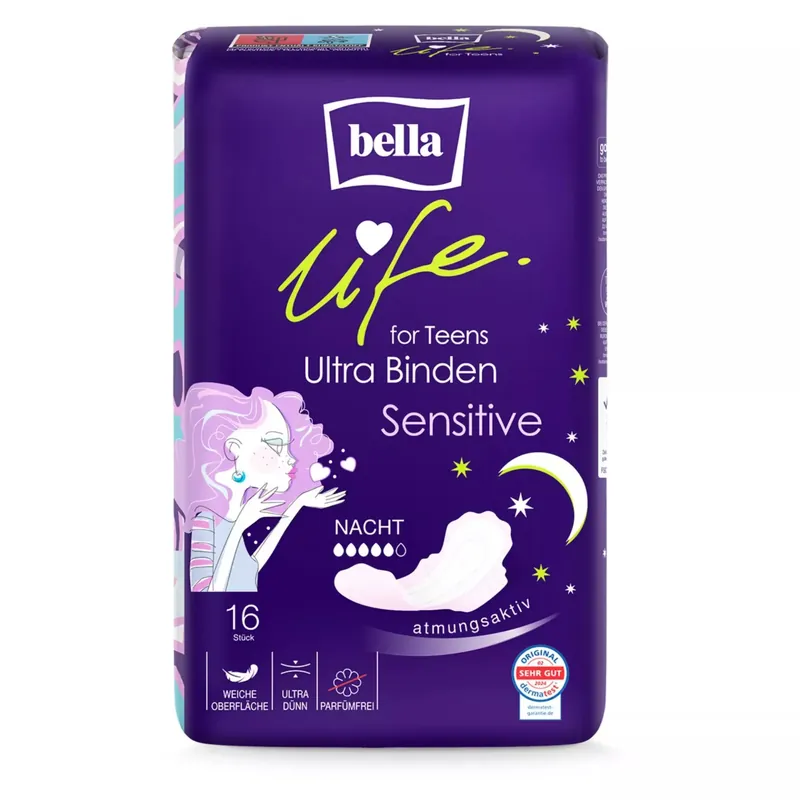 Bella life for Teens Ultra Binden Sensitive Nacht mit Flügeln - 16 Stück Top-Seller