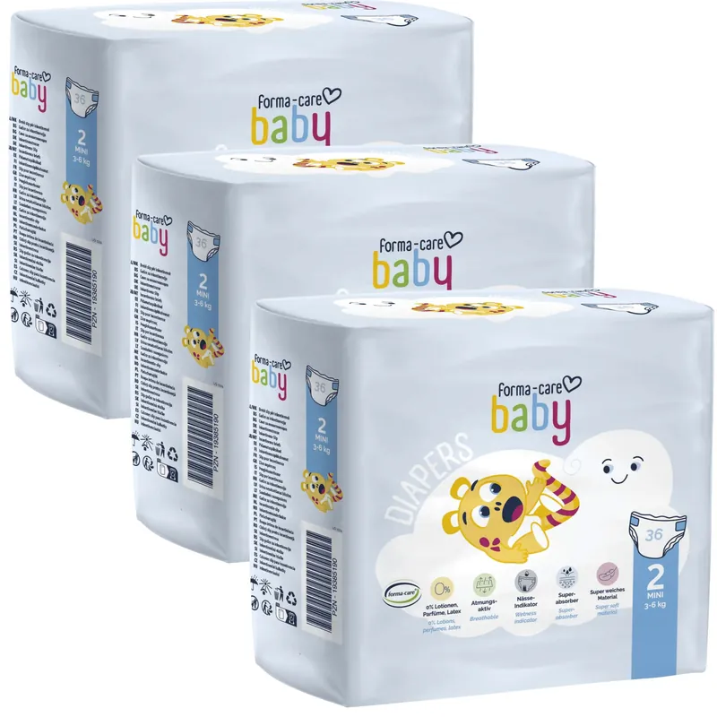 Forma-Care Baby DIAPERS | MINI Gr. 2 - 3-6kg | 3x36 St. Karton Abverkauf