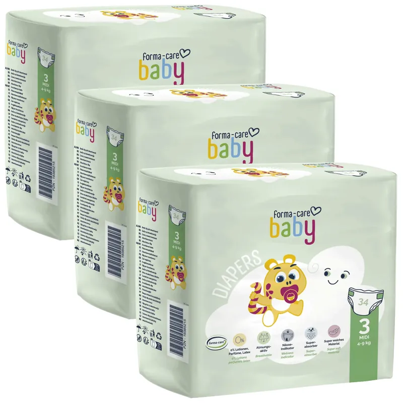 Forma-Care Baby DIAPERS | MIDI Gr. 3 - 4-9kg | 3x34 St. Karton Rabatt