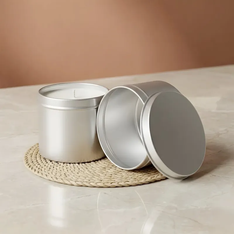 Bestpreis Grey metal can - Round with lid - 250 ml
