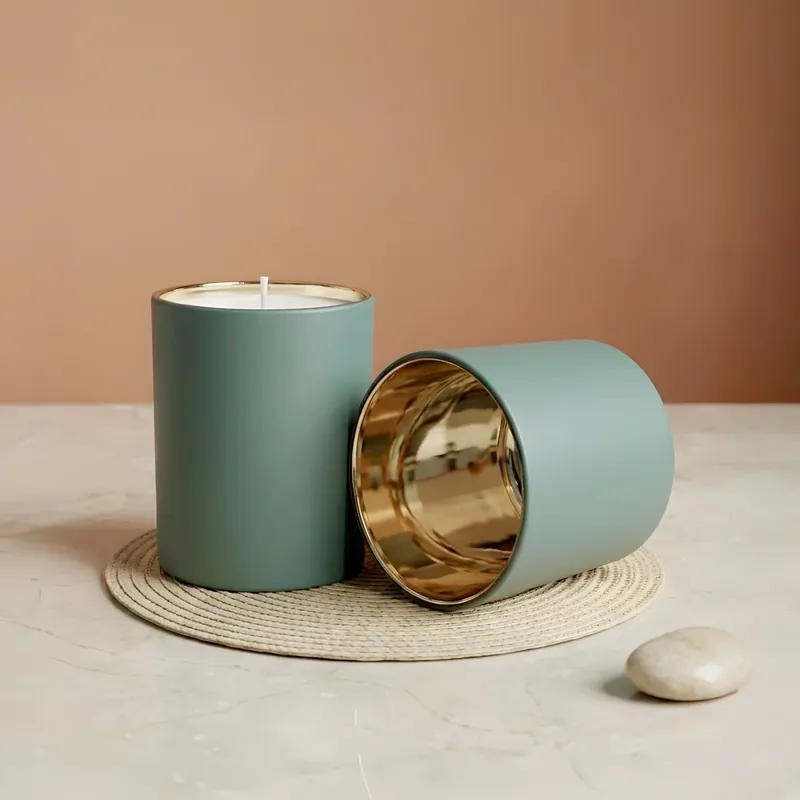Glass candle Golden Reflections Dark Green - 300 ml Abverkauf