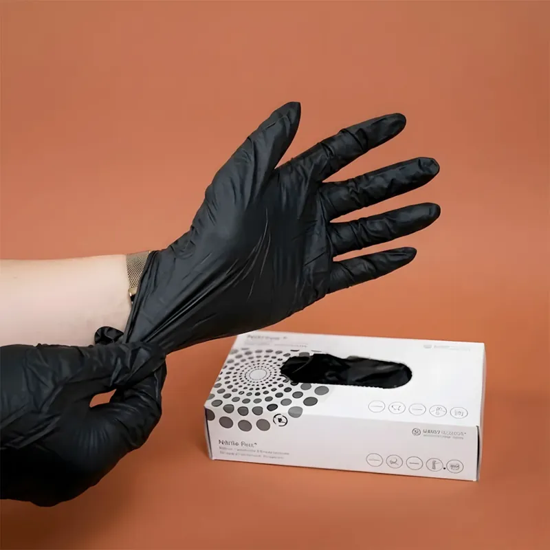 Black powder-free nitrile protective gloves Sonderangebot