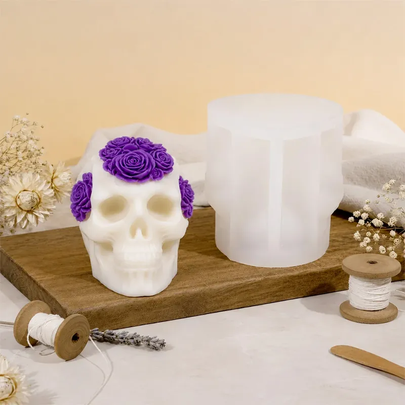 Flowered skull candle mould - Silicone Bestseller
