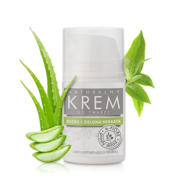 Preisknaller e-FIORE Natürliche beruhigende und entspannende Gesichtscreme mit Aloe vera und grünem Tee 50 ml