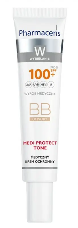 Neu PHARMACERIS W MEDI PROTECT TONE BB Cream 01 Elfenbein SPF 100 40 ml