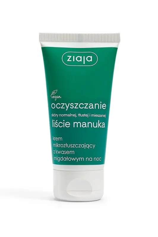 Neu Im Sortiment ZIAJA Manuka-Blätter Mikro-Peelingcreme mit Mandelsäure für die Nacht 50 ml