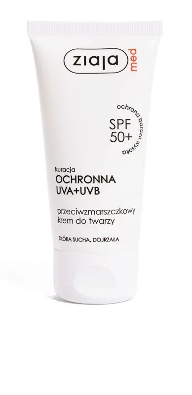 ZIAJA MED KURACJA OCHRONNA UVA+UVB Anti-Falten-Creme für trockene und reife Haut SPF 50+ 50 ml Schnäppchen