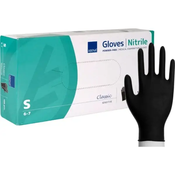 Abena Nitrile-Handschuhe puderfrei Größe S 100er Box schwarz Neue Kollektion