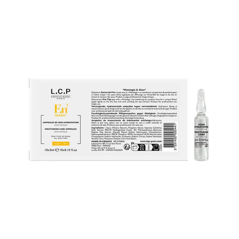 L.C.P Professionnel Paris Energy Feuchtigkeitsspendende Pflegeampullen gegen Müdigkeit 3ml Markenprodukt